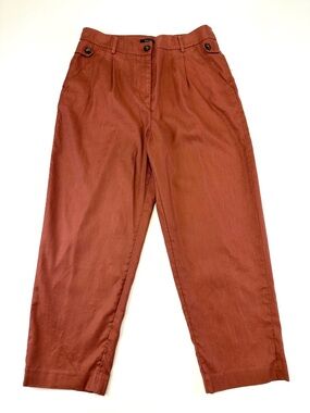 RW&Co Linen TENCEL Blend Trouser Pants Size 10 Rust High Rise Workwear Summer